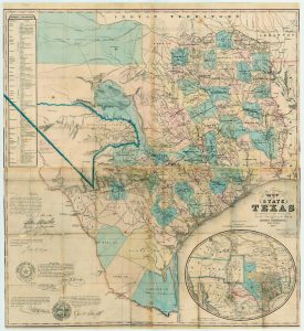 1851 Map of the State of Texas Roads